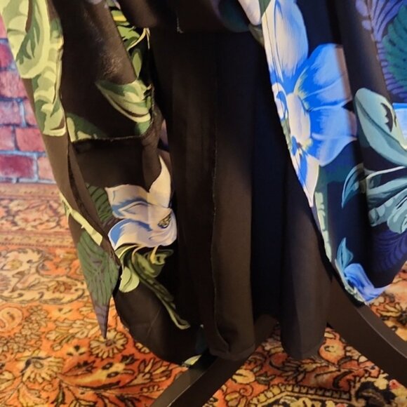 Banana Republic Navy Floral Hawaiian Strappy Dress Lined Asymmetrical 12 Tall - Picture 6 of 16